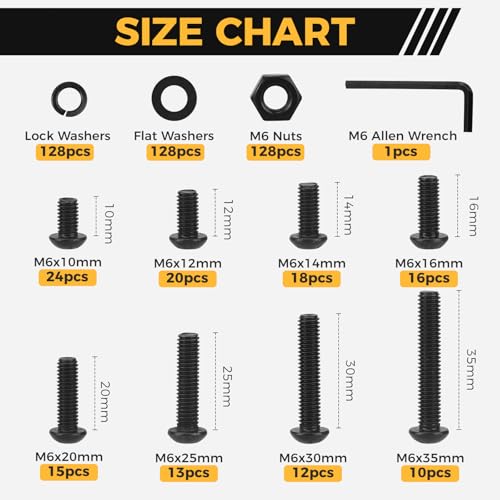 Homwin 512Pcs M6 Bolts Nuts Kit and 286Pcs Flange Metric Bolt Assortment Bundle