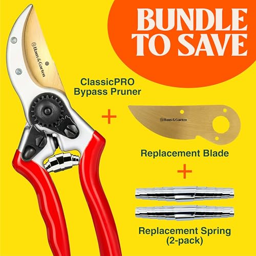 Haus & Garten ClassicPRO Titanium Bypass Pruning Shears + Replacement Blade + Springs Bundle