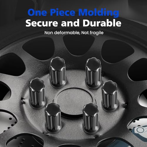 9/16-18 Lug Nuts 32pcs, 7 Spline Wheel Lug Nuts, Chrome with Socket Key for 1994-2011 Dodge Ram 2500 3500, 2002-2010 Ram 1500, 1988-1998 Ford F250 F350, 2004-2009 Durango 9/16-18 32Pcs+Socket Key Black