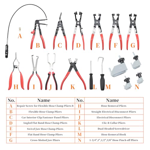 16 Pcs Hose Clamp Pliers Set, Hose Clamp Removal and Installation Tool 16pcs