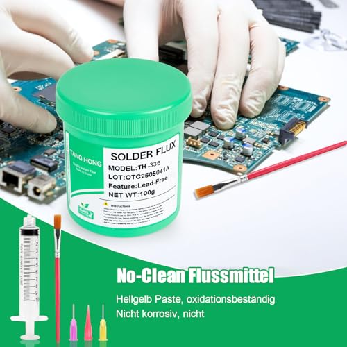 TH-336 Flux Soldering, 100 g, No-Clean Lead-Free Rosin Flux (1 Piece), 2.5 mm/3 m Desoldering Braid (Pack of 1), Suitable for Mobile Phone Soldering, BGA, Household Appliance Repairs 2-piece set