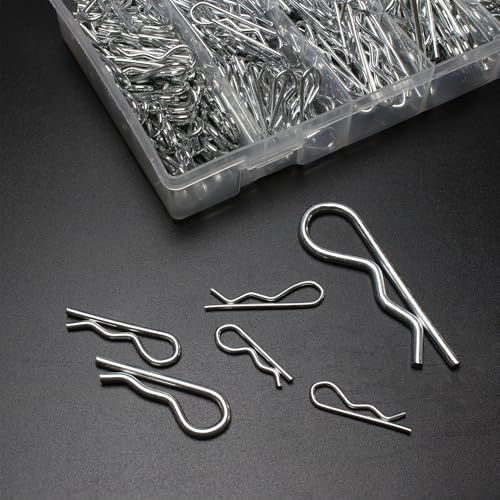 366pcs Cotter Pin Assortment Kit, 6 Sizes R Clip Pin Set