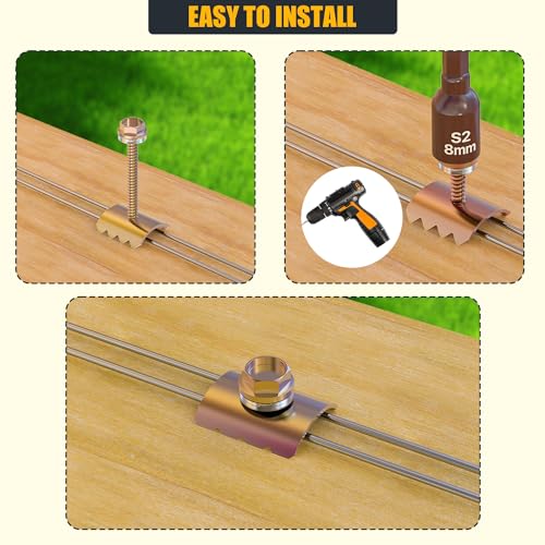 Fence Staples, Fence Post Screws for Softwoods, Fence Fasteners for Wire Fencing, Reuse Fence Staple Nails with Wire Fixer for Wire Mesh and Woven Fencing (1.8 inch-100 Pcs) 1.8 inch-100 Pcs