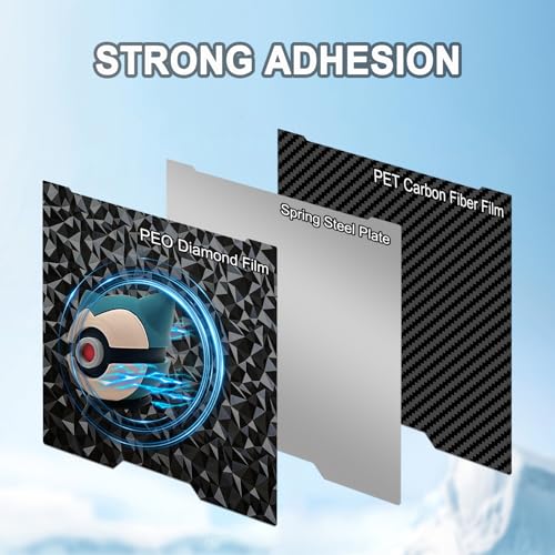 355x346mm PET PEO Double Side Build Plate for Bambu Lab H2D, Smooth Diamond PEO+Carbon Fiber PET Spring Steel Sheet Plate for Bambulab H2D 3D Printer PEO+PET 355x346mm