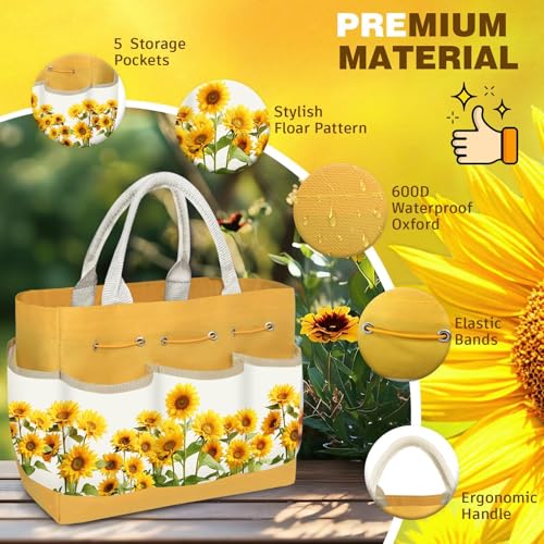 22Pcs Gardening Tools Set for Women Heavy Duty Garden Hand Tool Kit,Birthday Gifts for Mom Wife Grandma Beginner,Gardening Accessories with Sunflower Tote Bag/Shovel/RepottingMat/Plant Labels/Gloves Yellow