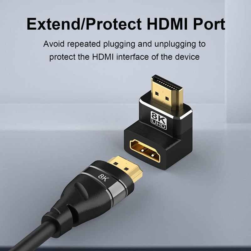 4 Pack 8K HDMI 2.1 Male to Female Adapter Connector Up Down Left Right Angle 90 270 Degree Gold Plated Support 8K@60Hz,4K@120Hz,HDR,eARC for PC Laptop HDTV Switch PS4 PS5 Up/Down & Left/Right Angle