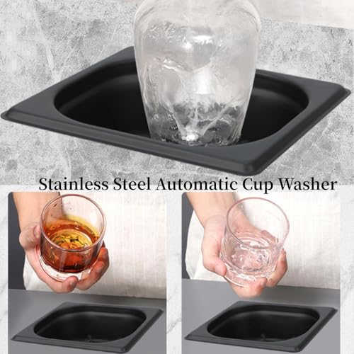 Mumusuki Glass Rinser for Kitchen Sinks, Automatic Stainless Steel Pitcher Rinser Bottle Cup Washer Cleaner for Hotel Bar Cafe(Black)