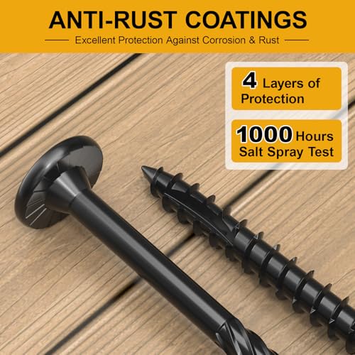 FMhotu #14 x 4-1/2 Inch Heavy-Duty Outdoor Wood Screws 50Pcs + #14 x 5 Inch Wood Structural Lag Screws 54Pcs