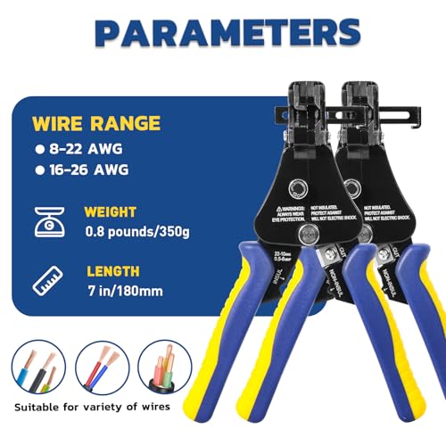 haisstronica 3 in 1 Automatic Wire Stripper Set, AWG 8-26, 7-Inch 8-26 AWG
