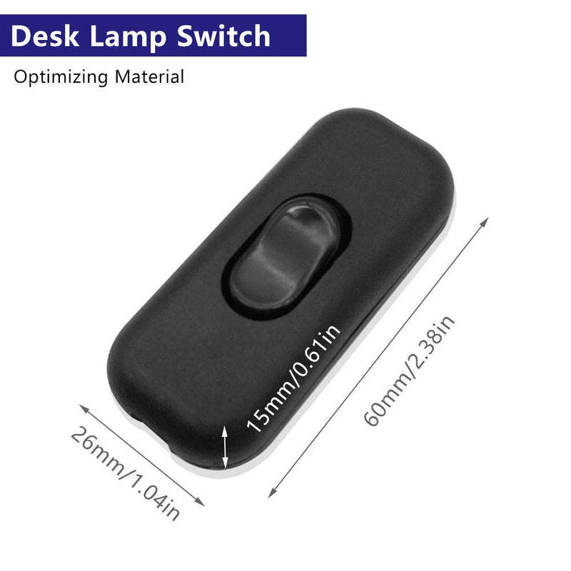 GZGXKJ Pack of 2 black inline switches, intermediate switches, lamp switches for 2-wire and 3-wire supply lines and connection cables, cord intermediate switches, small appliances or lamps