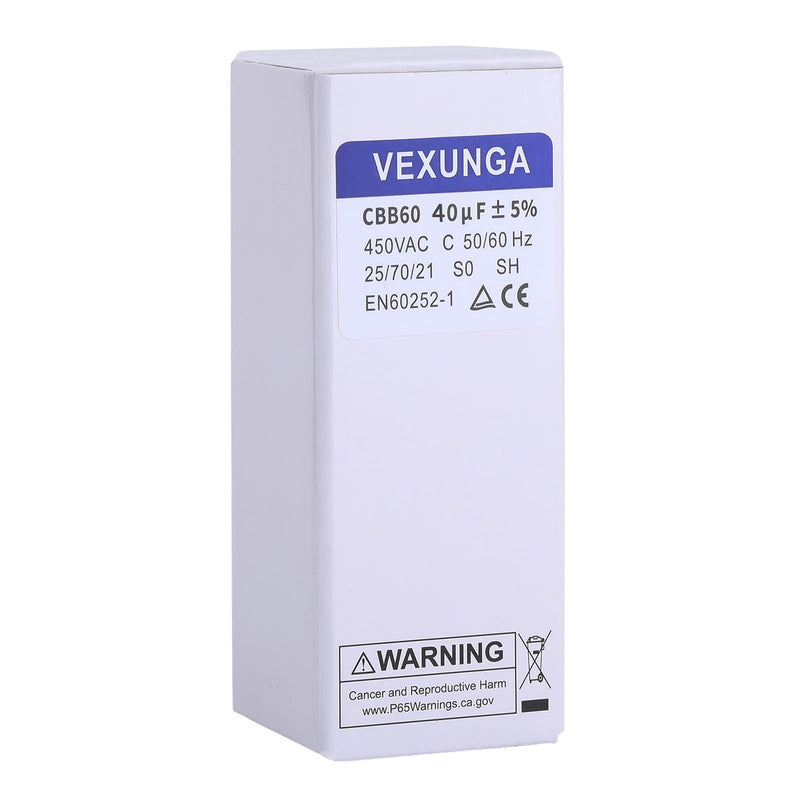 VEXUNGA 40uF 450V starting capacitor CBB60 capacitor 40µF 450 volt motor capacitor 50x106MM capacitors cable M8 for electric motor