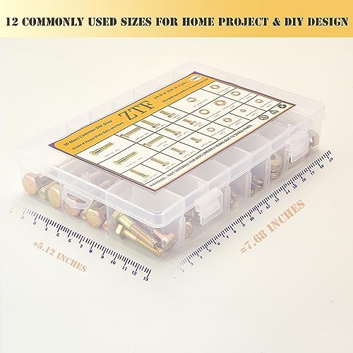 ZTF Bolts and Nuts Assortment Kit，1/4-20 5/16-18 3/8-16 SAE Nuts and Bolts gold-1/4-20 5/16-18 3/8-16 Sae bolts