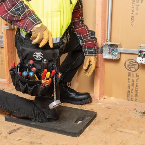 Klein Tools 55569 Stand-Up Zipper Bag Tool Pouch with Carabiners, Reinforced Gusseted Bottoms, Water Resistant 1680d, Multi-Size 5-Pack HOLSTER + Color-Coded Screwdriver Set