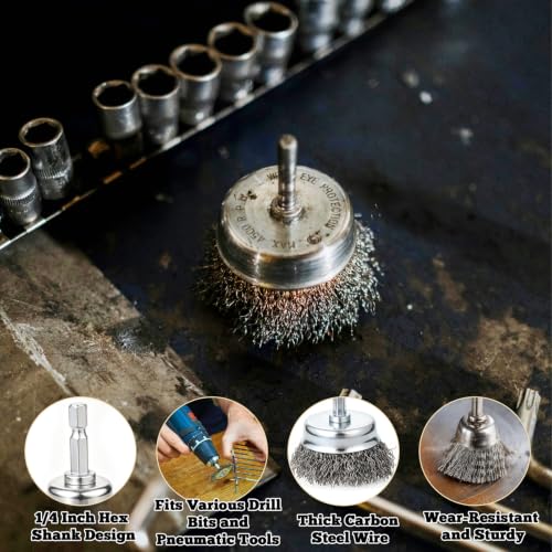36 Pcs Wire Brushes for Cleaning Stainless Steel/ Nylon/ Brass Metal Brush Set with Curved Handle Grip Carbon Steel Wire Wheel for Drill Grinder Wire Brush for Rust Paint and Dirt Removal 36