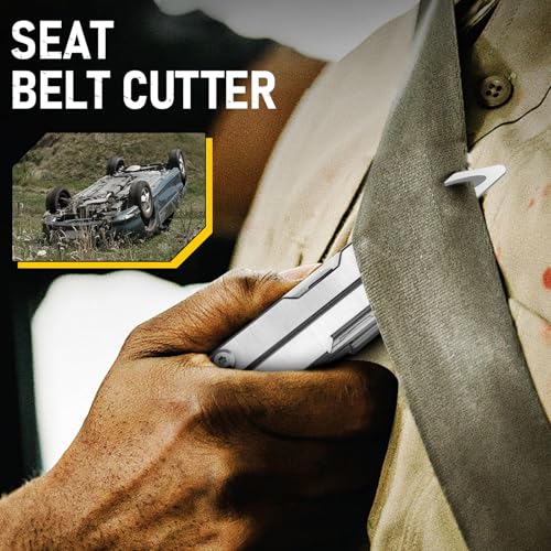 BIBURY Mini Multitool BI2052A, 8 in 1 Keychain EDC Scissors w/Window Breaker, Seat Belt Cutter, Bottle Opener for Outdoor Survival, Multi Tool Cool Gadget TSA Approved, Gift for Men Women Silver