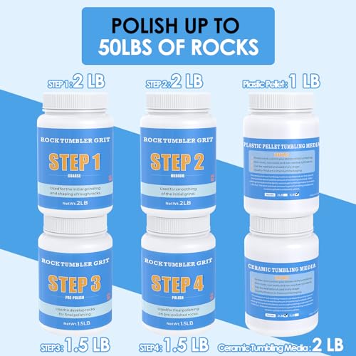 10LB Rock Tumbler Grit Kit + 8000 Mesh Polish Powder