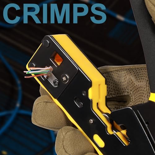 RJ45 Crimp Tool Pass Through Ethernet Crimper Kit Cat5 Cat6 Crimping Tool Kit, Ethernet Crimping Tool Kit RJ45 Crimper