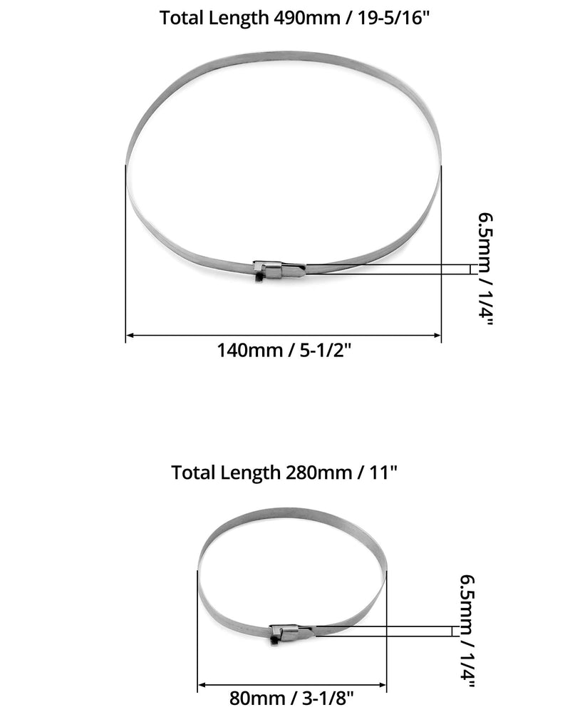 QWORK CV Boot Clamp, 20 Pack 304 Stainless Steel CV Joint Boot Band Clamp, 1.8" - 3.2", 1.8" - 5.6" Universal Adjustable Drive Shaft CV Guide Clamp