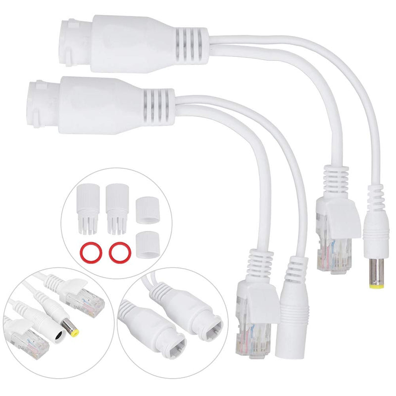 12V PoE Compatibility Adapter, Power Over Ethernet Passive POE Adapter Cable Splitter for Surveillance Camera(White)