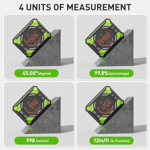 Digital Protractor, Huepar Digital LCD Inclinometer with Laser AG2L | Leveling function, angle measuring device inclinometer with laser, bevel box angle measuring device, spirit level