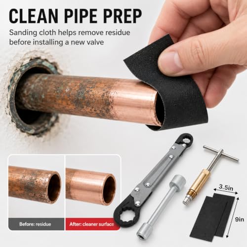HOLDLY Angle Stop Wrench Kit with 1/2-Inch Compression Sleeve Puller Silver Gray