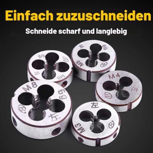 Atoplee 5 x Metric Spanner Set Left Hand Thread Die M6 * 1.0 mm M8 * 1.25 mm Hand Machine M3 M4 * 0.7 * 0.5 M5 x 0.8