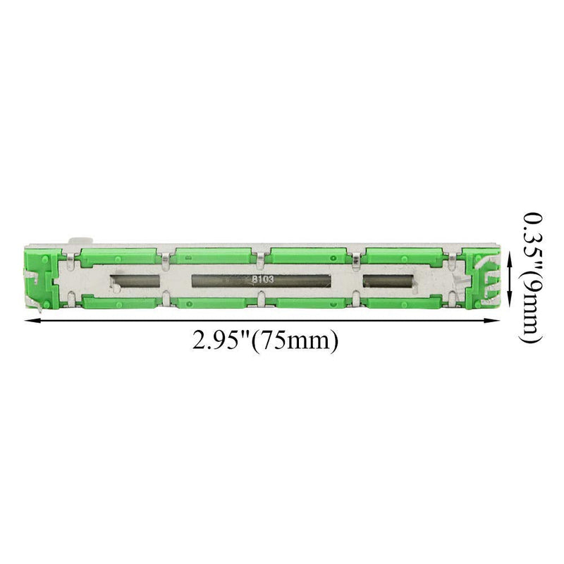 DollaTek 5Pcs 75MM B103 10K Ohm Slide Potentiometer Double Linear 10K Electronic Potentiometer