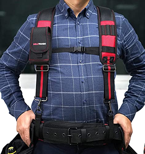 1 PACK Tool Belt Suspenders Construction Work Suspenders with detachable phone holder + 1 PACK Tool Holster Cordless Drill Holster