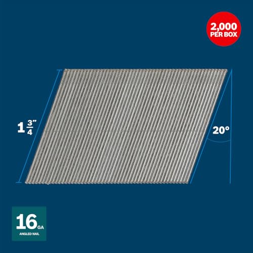 Bosch GNH16G175GV 1-3/4 In. x 16ga 20-Degree Finish Nails (2000 Per Box)