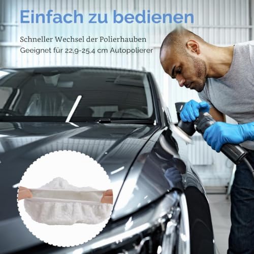 Lambswool Polishing Covers for 220-250 mm Polishing Machines Car Paint Care Pack of 5 | Polishing bonnet set for battery car polishing machines, car polishing hood set, soft microfibre polishing hood