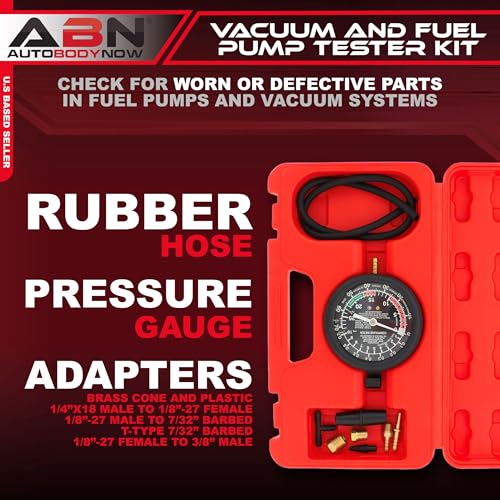 ABN Car Vacuum and Fuel Pump Tester Gauge Kit – Fuel Pump Pressure & Vacuum, Carburetor Intake Manifold, & Vacuum Test