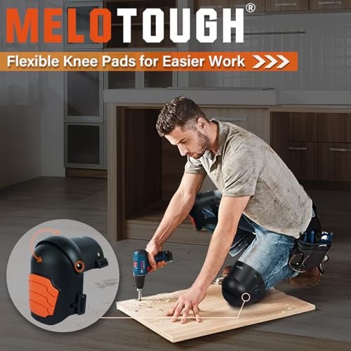 MELOTOUGH Magnetic Suspenders Tool Belt Suspenders with Large Moveable Phone Holder, Pencil Holder,Knee Pads for Work,Construction,Flooring,Gardening