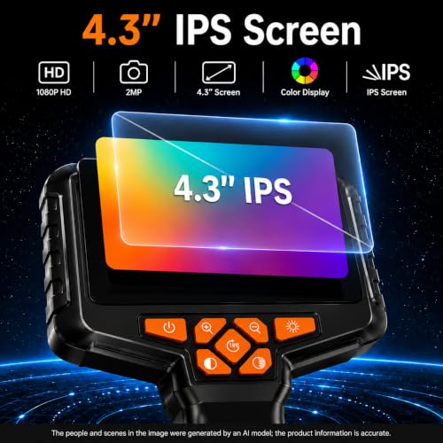 50FT Borescope Camera with Light, 4.3" Screen Inspection Camera, No WiFi 50FT 4.3" Single Lens