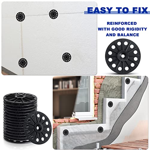 Fabbay 400 Pcs Polypropylene Washers 60 mm for Fixing Supporting Rigid Foam Insulation Panels and Sheets Load Spreading Plastic Washers Flat for Screws and Nail, Black