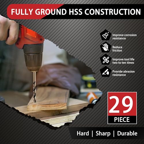 29Pcs(1/16"-1/2") Drill Bit Set M35 HSS Jobber Length 29PCS Black and Gold Drill Bit