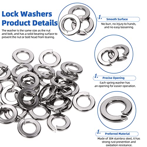 Glarks 201Pcs 1/4" 5/16" 3/8" 304 Stainless Steel Hex Lag Screws Assortment Kit Hex Lag Bolts with Flat Washers and Lock Washers Set for Fixing Metal, Wood, Plastic Materials 1/4"+5/16"+3/8" Lag Screws Set