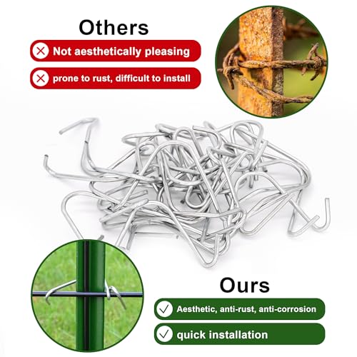 T-Post Clips Galvanized Steel Fence Clips 250 PCS 10 Gauge Convenient and Fast Installation Pre-Cut Fence Ties for T-Posts/U-Posts