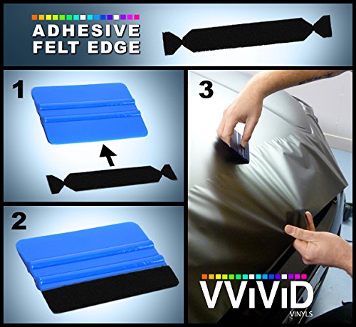 5-Pack 3M Blue Squeegees Flexible Plastic Applicator Edge Plus 5X Black Felt Scratch-Proof Adhesive Decal Vinyl Wrap Tool Kit 5squeegee,5felts