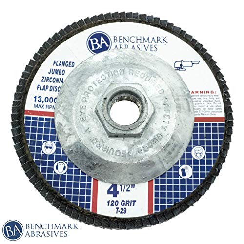 Benchmark Abrasives 4.5" x 5/8"-11 Zirconia Type 29 Flap Discs, 120 Grit
