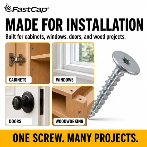 FastCap PowerHead Wood Screws, 1.5", T20 Torx Drive, 200-Pack