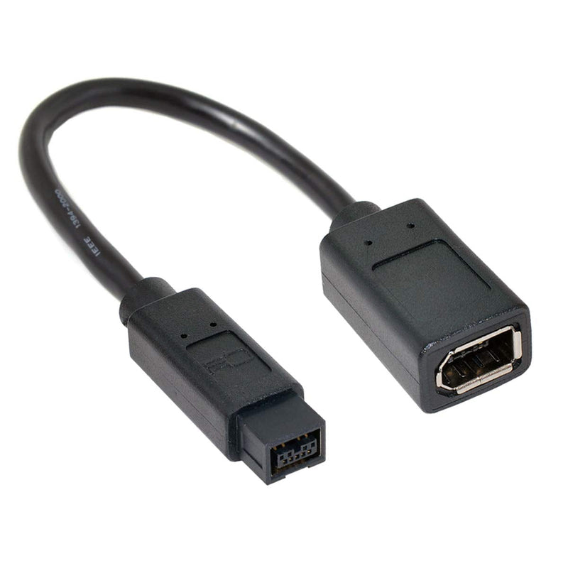 cablecc IEEE 1394 6Pin Female to 1394b 9Pin Male Firewire 400 to 800 Cable 20cm 9pin Male to 6Pin Female