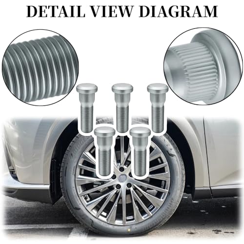 5Piece Set Wheel Lug Nuts 90942-01103 Wheel Hub Stud 90942-02077 90942-02077 Wheel Studs and 90942-01103 Wheel Nuts