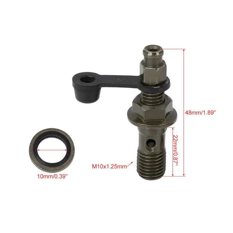 F FIERCE CYCLE M10x1.25mm Banjo Bolt Bleeder Screw Fuel Line Adapter Fitting Set for Motorcycle Brake Master Cylinder