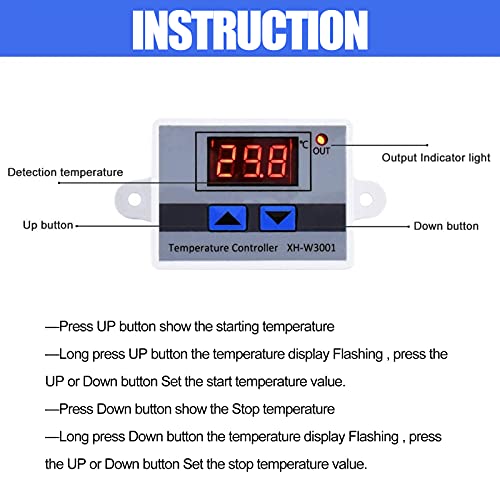Digital thermostat, 220V, temperature controller, control of cooling and heating thermostat switch with sensor, -50 °C to 110 ℃