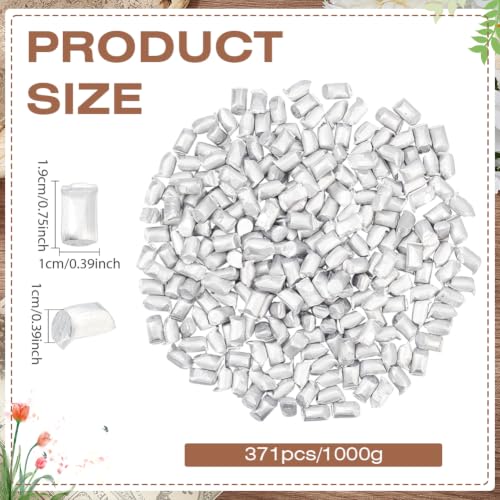 BENECREAT 371pcs/1000g 0.75x0.39x0.39inch High Purity Aluminum Pellets, 99.6% Pure Aluminum Granules, Raw Aluminum Ingots Silver Color for Casting and Jewelry Making