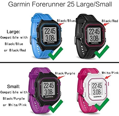 Band for Garmin Forerunner 25, Soft Silicone Replacement Watch Band Strap for Garmin Forerunner 25 L-BK Large