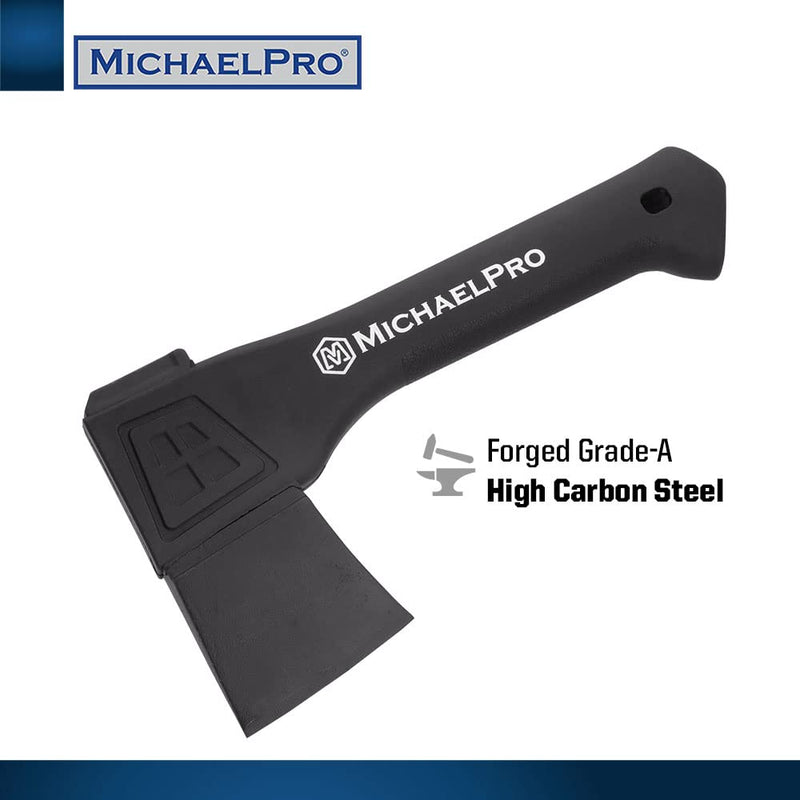 MichaelPro MP004009 9-Inch Camping Hatchet with Weather-Resistant and Shock Absorbing Fiberglass Handle, Protective Carrying Sheath Included