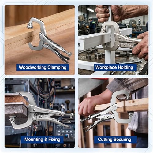 WORKPRO 4-Piece 6" Locking C-Clamp with Swivel Pads Set, Heavy Duty Adjustable Vise Grip Pliers, 4 Pack Welding Clamp for Woodworking, Metalworking, Auto Repair and Home Workshop 6-inch
