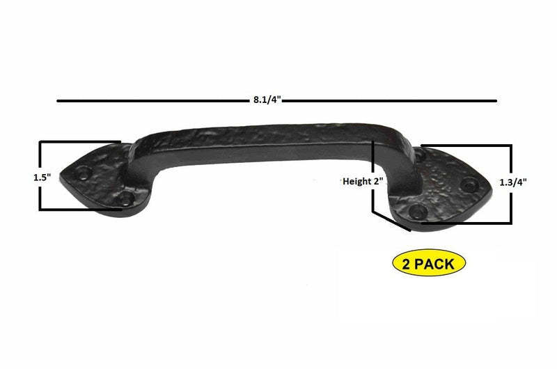 A29 Black Door Handle Pull, Heavy Duty Long Kitchen Cabinet Handles, Antique Cabinet Pulls, Door Handles, Closet Handle, Gate Cast Iron Finish, Spade Pull BPC 2 Pk