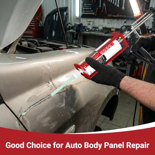 Dual Cartridge Epoxy Gun 200 ml 6.75 fl oz 08115 Panel Bonding Adhesive Gun Auto Body Repair Gun Two-part Epoxy Gun Seam Sealer 08308 Dual Cartridge Gun 1:1 & 2:1 Ratio, Red